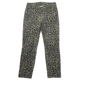 Cabi Womens 6 Animal Print Straight‎ Leg Pants Zip Fly Pockets Rayon Blend